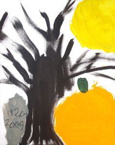 student painting of tree with moon